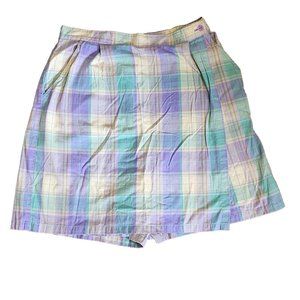 JANTZEN CLASSICS Vintage Purple Plaid Wrap Style Skort w Pockets Womens Size 16